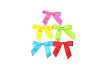 Twist Tie Bows for Treat Bags or Wrapping Any of Your Ideas, Amazing for Wrapping Candy, Favor Toys 50 Pre Tied Bows in Five Beautiful Colors Pink, Blue, Red, Lime. 10 Bows of Each Color. (5 inches)