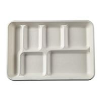 CiboWares Six Section Disposable Molded Fiber Trays, Made from Bagasse Sugarcane, Case of 250