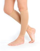 Sheer Graduated Compression Calf / Shin Splint Firm Support Sleeves - One Pair (Large, Beige)