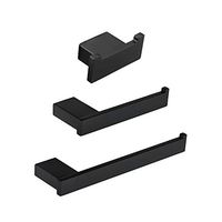 LANC Bathroom Hardware 3-Piece Set Robe Hook Toilet Paper Holder Towel Ring Stainless Steel Wall Mount, Black Finish, A8907BK