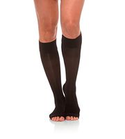 Jomi Compression, Unisex, Knee High Stockings Collection, 15-20mmHg Sheer Open Toe 133 (Small, Black)