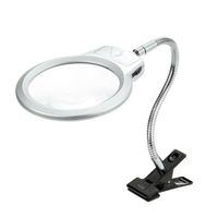 New 5X 2.5X Lighted Table Top Desk Magnifier Magnifying Glass With Clamp LED Light