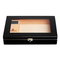 LHFJ Cigar Humidor Cedar Wooden Cigar Case Portable Travel Cigar Box with Humidifier& Electronic Hygrometer, Birthday& Father's Day Gift, Capacity 20