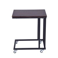 US Fast Shipment Quaanti Snack Side Table,Mobile End Table Bedside Table Laptop Rolling Cart C Shaped TV Tray Coffee Tablet Slide Sofa Couch Overbed Table,Home Office Notebook Stand (Black Walnut)
