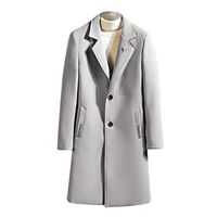 Alvinm Men's Jacket Autumn Winter Casual Coat Long Sleeved Large Size Lengthened Outwear Gray