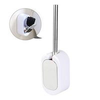 AMILE Toilet Brush, Home Wall-Mounted Toilet Brush Holder Bathroom Brush with Plating and Toilet Brush with Stainless Steel Handle for Bathroom Storage -- White