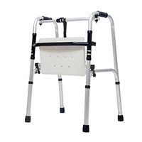 Folding Walker with Seat - Adjustable, Portable, Lightweight, Compact Elderly Walking Medical Mobility Aid for Handicap | Bariatric Adult Walking Frame