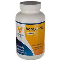 The Vitamin Shoppe Borage Oil 1,000MG (Black Currant), Women's Health Supplement, Supports Healthy Joint Function Circulation, Natural Source of GLA (Gamme Linolenic Acid) (180 Softgels)