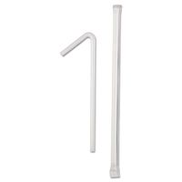Dixie FXW7 Wrapped Flex Straws, 7 3/4", Polypropylene, White, 10000/Carton