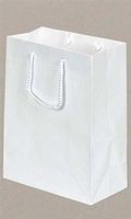 Small White Glossy Euro Tote Bag 8" x 4" x 10" Case of 100