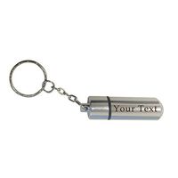 Custom Personalized 3D Laser Engraved Pill Holder Key Chain with Inner Compartment for Emergencies, Safety, Relief, Travel