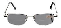 De Ding Metal Half Rim Bifocal Reading Glasses Gray Bifocal Clear Lens (silver, 4 x)