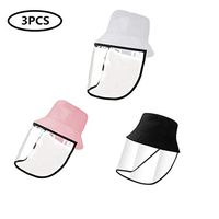 Yarnow 3pcs Anti-Saliva Bucket Sun Hat Full-face Transparent Detachable Face Shield Protective Cover Fishing Cap for Anti-Fog Windproof Dustproof (Black White Pink)