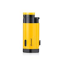 Torch Lighter 3 Torch Jet Flame with Punch Windproof Butane Fuel Lighter Refillable Inflatable(Without Gas) (Yellow)