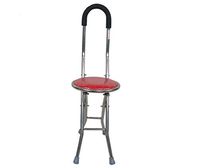 ZWJ- Walking Cane Old Man Crutch Stool Older Folding Walker with Four- Legged Foot Stick Red (Color : C)