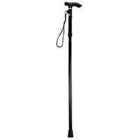 Adjustable Aluminum Metal Walking Stick Folding Collapsible Travel Cane with Non-slip Rubber Base (BLACK)
