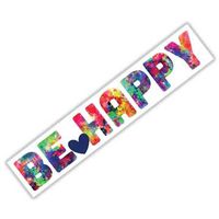 Be Happy Sticker Colorful Watercolor Car Decal by Megan J Designs - Laptop Sticker Window Car Decal Vinyl Sticker