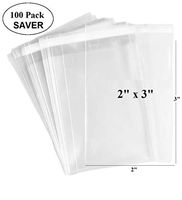 100 Pcs of Ultra Clear Resealable Cello/Cellophane Bags Great for Bakery, Candle, Soap, Cookie, Greeting Cards, and More by CuteBoxCo (2" x 3")