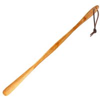 Linshing Extra Long Handle Orange Color Solid Wooden Shoe Horn Kalzer Sturdy Convenient Roping for Hanging Shaped to Fit Your Heel Hide 75cm/29.52’’ Long (A)
