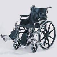 Wheelchair - 24" Seat Width Detachable Desk Arm Wheelchair with Elevating Leg Rest Swing away removable footrests Weight capacity: 300 lbs