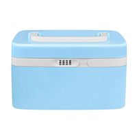 eoere Combination Lock Medicine Cabinet with Separate Compartments,Locking Prescription Pill Case,Child Proof Plastic Storage Box, Size 11 x 7.4 x 6.2 inches, Blue