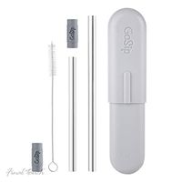 Final Touch GoSip Stainless Steel Multi-Use Straws with Grey Compact Case