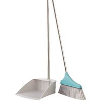 Broom and Dustpan With Long Handle Telescopic Up Stainless Steel Rod Soft Brush Broom And Dustpan Extra Long Handle Non-Slip Handle Multi-Function Broom Set HomeKitchen Lobby Floor School