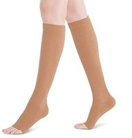 Fytto 2020 Open-Toe Compression Socks, Breathable Microfiber, 15-20 mmHg Graduated Support – Discreet Medical Hosiery for Professionals, Relieves Swelling & Alleviates Varicose Veins, Tan, X-Large