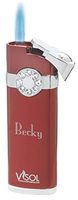 Personalized Visol Lydia Red Torch Flame Lighter with Free Laser Engraving
