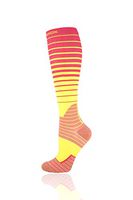 Compression Socks for Women & Men, 20-30mmHg Compression Knee High Stockings for Running, Sports, Work, Nurse, Flight, Pregnancy(1 Pair Pink Striped, S/M)