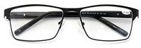 Men Premium Rectangle Metal with Plastic Temple Extra Large Reader - 152mm Wide Frame Reading Glasses (Black, 1.50)