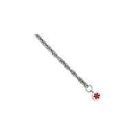 Sterling Silver Engraveable Enameled Disc Medical ID Bracelet