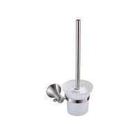 AQJD Frosted Cup & Stainless Steel Holder Toilet Brush Set Wall Mounted Brushed Nickel