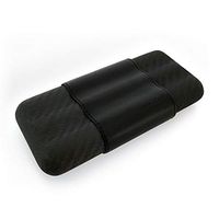 monCarbone Portable Carbon Fiber Cigar Travel Case with Genuine Leather Sleeve 3-Finger Cigars - Matte Black