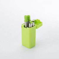 vivaBKK Portable Eco-Friendly Soft Tip Reusable Foldable Stainless Steel Straws with Keychain Case Holder (Green)