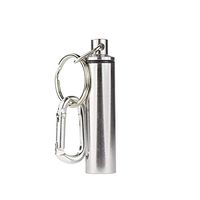 GMS Pill Holder Polished Stainless Steel Keychain Travel Pill Fob with Key Ring and Carabiner Clip Holds Small Medicine Vitamins Tablets Multi-Purpose Container