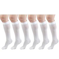 Sheer Compression Stockings, 15-20 mmHg, Women's Knee High Length, 20 Denier White Large (6 Pairs)