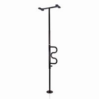 Stander Security Pole and Curve Grab Bar, Elderly Tension Mounted Floor to Ceiling Transfer Pole, Bathroom Safety Assist and Stability Rail, Metallic Black