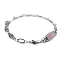 My Identity Doctor - Women's Medical Alert Bracelet with Engraving, 316L Steel Drop - Pink - Extra Small - Wrist Size 6.25 Inch