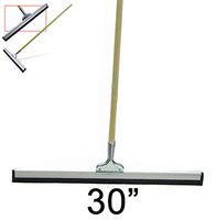Super Duty Janitorial Floor 30" Squeegee Straight with Long Wood Handle Scratch Resistant Glass Cleaner for Window, Car, Home, Shower Multipurpose Easy Grip Professional Commercial Mop Metal Frame