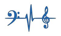 Home Grown Claremore Music Notes Heartbeat - Vinyl Sticker | 5.5" Width X 3" Height | Blue HGC0711