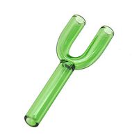 Glass Two Hose Snuff Tube Snorters Double Tube Sniffer (Green)