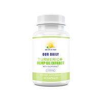 Our Daily Vites Turmeric Curcumin 1500 mg with Hemp Oil Extract (Isolate) and BioPerine. Joint Pain Relief, Anti Inflammatory, Anti Anxiety. Stress and Sleep Support Supplement 60 Capsules