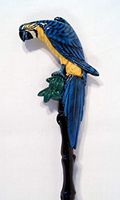 Hand Painted Back Scratcher Blue Parrot Bird 18"