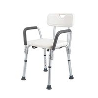 Shower Seat Stool | Portable Aluminum Shower Chair | Non-Slip Bathroom Seat | with Removable Backrest and Armrests | Adjustable Height | for The Elderly and Disabled
