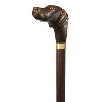Chocolate Lab Dog Head walking cane crafted in Italy.