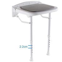 ZHAO XIN Health Smart Wall Mount Fold Away Bath Chair, Shower Seat Bench with Adjustable Legs, Seat 15 x 14.4 Inches, Gray