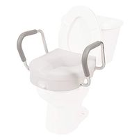 PCP 5" Elevated Toilet Seat, Removable Arms, Raised Lift with Tightening Stability Lock, Portable Bath Safety Commode Support, Made in USA, White (7016)