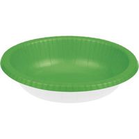 Club Pack of 200 Fresh Lime Green and White Disposable Paper Party Banquet Dinner Bowls 20 oz