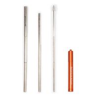 Drinking Buddy - Reusable - Dishwasher Safe - Telescoping - Stainless Steel Drinking Straw Set (Orange)